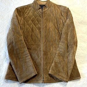 Vintage Ann Taylor Quilted Butterscotch Suede Coat with Zipper and Pockets Sz‎ M
